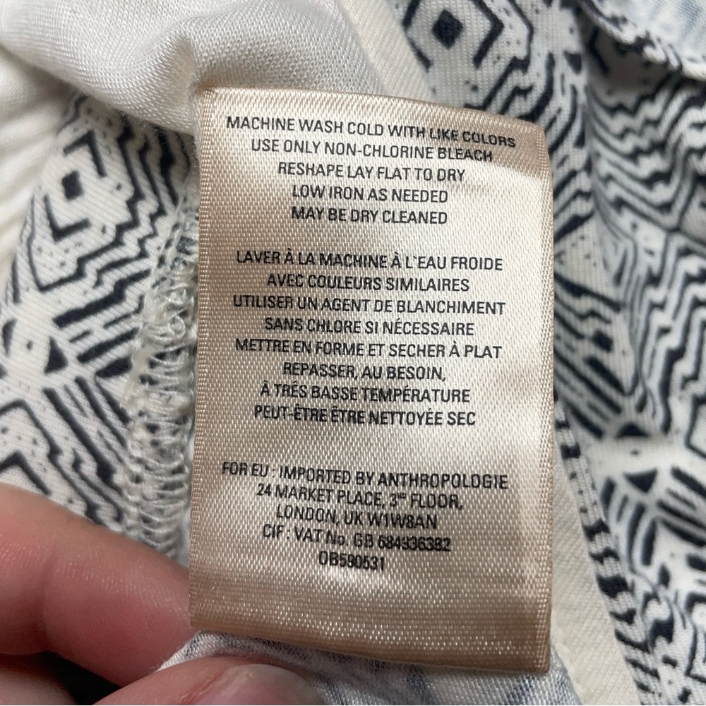 Maeve Anthro White Black White Print One Shoulder Flutter Sleeve Jumpsuit Sz M - Picture 4 of 7